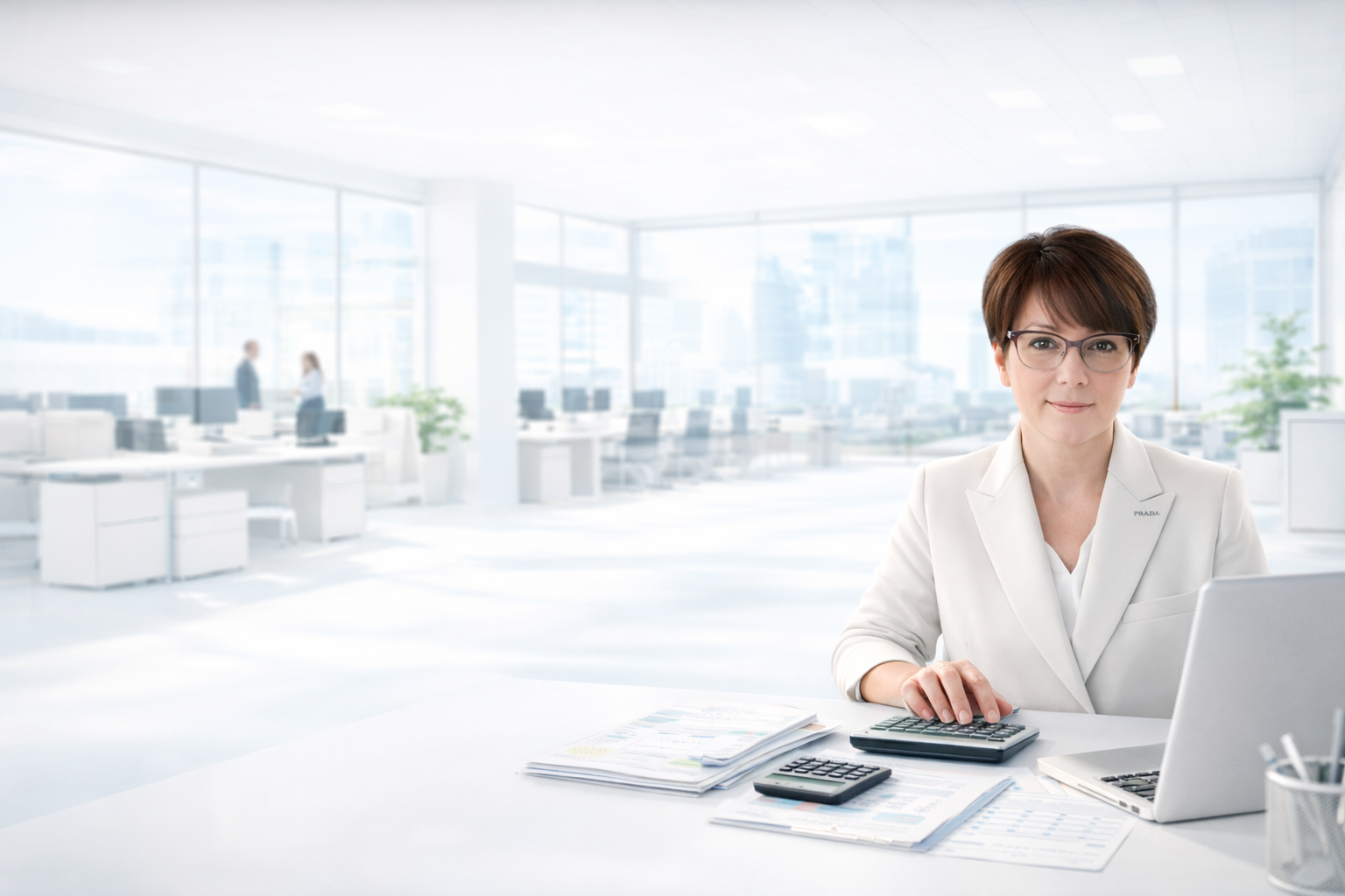 Profesionali buhalterinių paslaugų specialistė moderniame biure